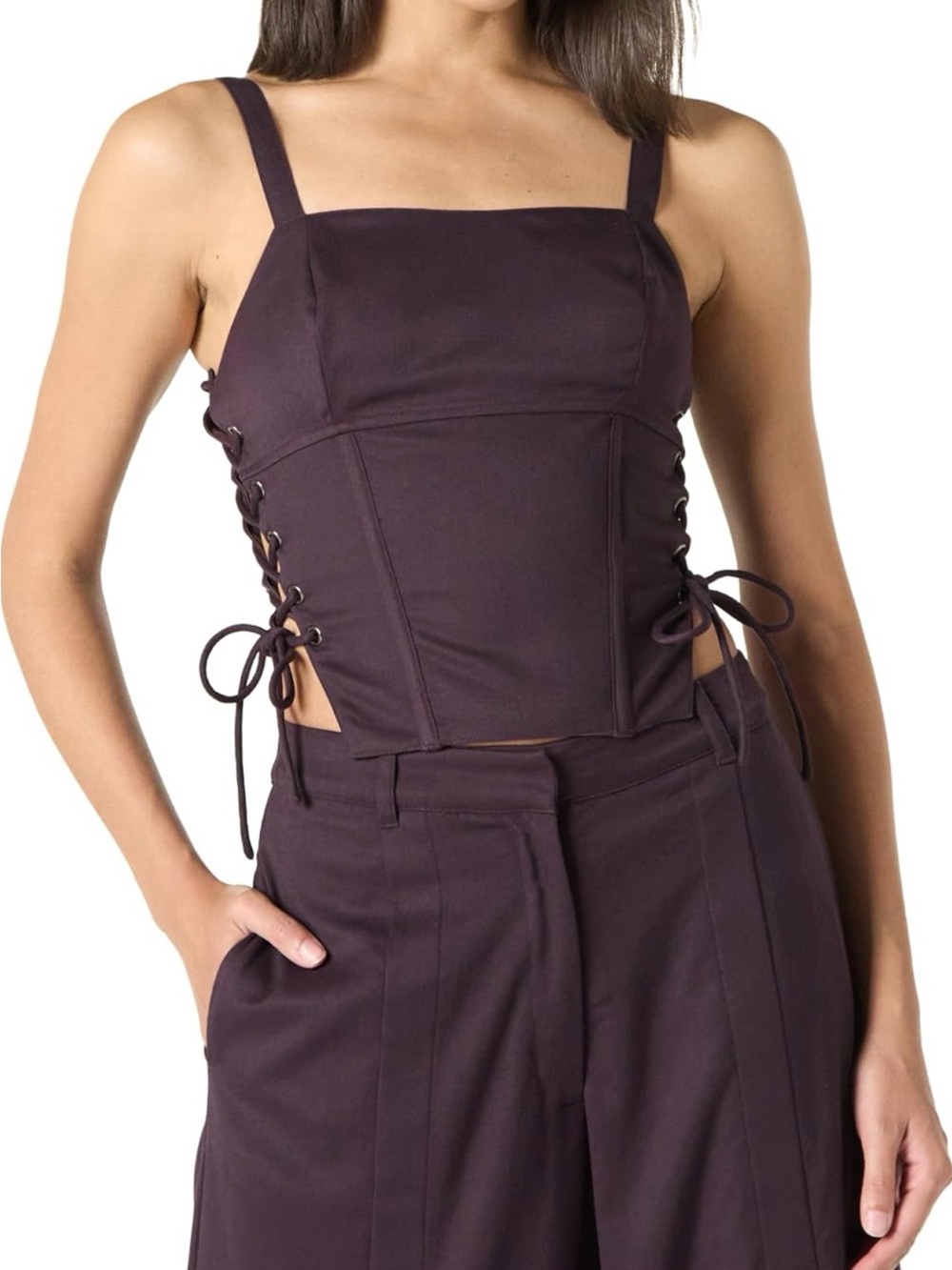 Women's The Drop Women's Side Tie Corset By Takkunda Size Large Plum